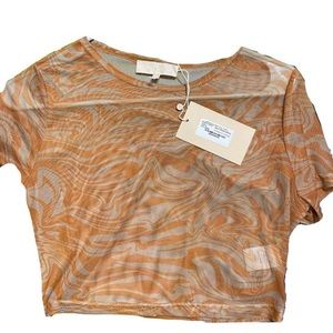 Meshki Orange Patterned See Through Crop Top